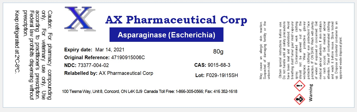Asparaginase (Escherichia) 80g  Vet F029 19I15SH label...,
