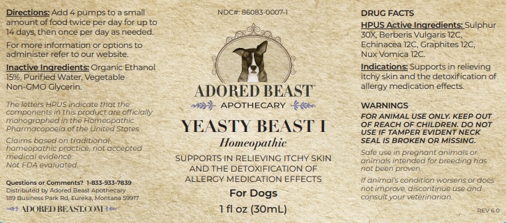 Yeasty Beast I   1 fl oz bottle label