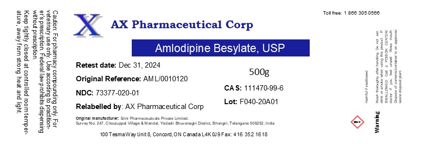 Amlodipine Besylate 500G M F040 20A01SH vet US retest