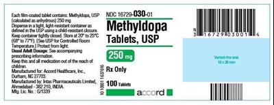 Methyldopa Tablets 250mg Label - container 250mg