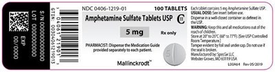 PRINCIPAL DISPLAY PANEL - 5 mg Tablet Bottle Label - amphetamine sulfate tablets 2