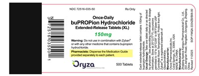 Bupropion Hydrochloride Extended Release Tablets, 150 mg, 500 Tablets (Bupropion Er Tablets Xl 7)
