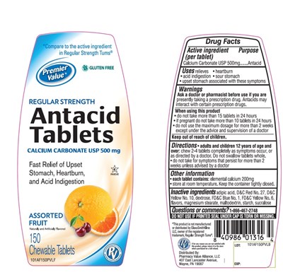 Premier Value Regular Strength Assorted Fruit Antacid Tablets - 101AF150PVLFLB