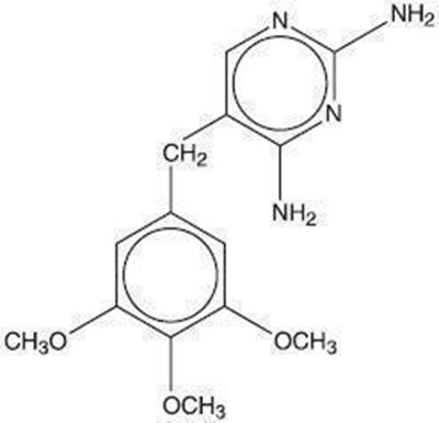 This is an image of the structural formula of Trimethoprim. - sulfatrim 2