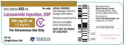 PRINCIPAL DISPLAY PANEL - 200mg per 20mL Label - lacosamide 04