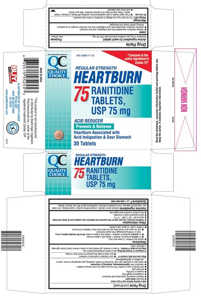 This is the 30 count bottle carton label for Quality Choice Ranitidine tablets USP, 75 mg. - Rani30
