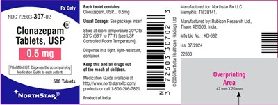 Image Description (Clonazepam Tablets 0.5mg 500s Bottle Label)