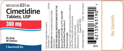cimetidine-tablets-300mg-90s-label.jpg Cimetidine Tablets, USP 300 mg - NDC 62135-631-90 - Bottle of 90 tablets - cimetidine tablets 300mg 90s label