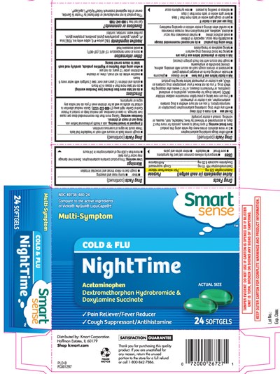 Acetaminophen 325 mg, Dextromethorphan HBr 15 mg, Doxylamine succinate 6.25 mg - nighttime cold  flu 1