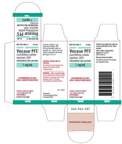 Vincasar PFS® (vincristine sulfate injection USP) 1 mg/mL, 1 mL Single-Dose Vial Carton - image 2