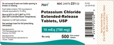 potassium-02.jpg PRINCIPAL DISPLAY PANEL - 750 mg Tablet Bottle Label - 69680-133-92 - potassium 02