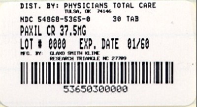 37.5 mg, 30-tablet bottle label - 5365
