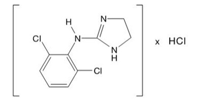the structural formula for Clonidine hydrochloride is an imidazoline derivative and exists as a mesomeric compound. The chemical name is 2-(2,6-dichlorophenylamino)-2-imidazoline hydrochloride. - clonidine hydrochloride 01