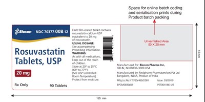 rosuvastatin tablets usp 20mg 90s count recipharm