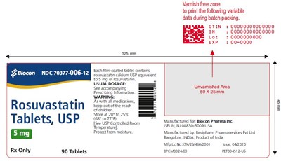 rosuvastatin tablets usp 5mg 90s count recipharm