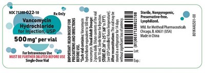 500mg Vial Label (Vanco 500mg Vial)