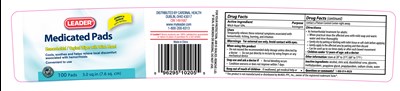 image of carton label - LeaderMedicatedPads