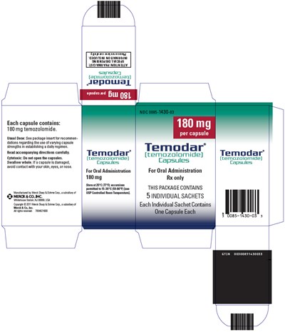 PRINCIPAL DISPLAY PANEL - 180 mg Capsule Sachet Carton - temodar 08