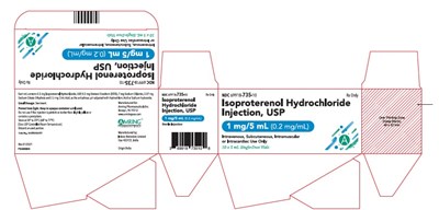 Principal Display Panel - Isoproterenol Hydrochloride Injection 5 mL corton Label - iso carton 02
