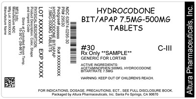 63874-0295-30_1.jpg This is an image of the label for 7.5 mg/500 mg Hydrocodone Bitartrate and Acetaminophen Tablets. - 63874 0295 30 1