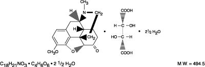 This is an image of the structural formula of Hydrocodone bitartrate. - hydrobitapap 1