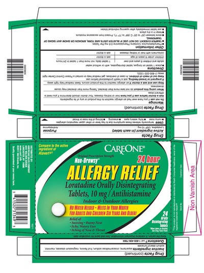 This Is The 24 Count Blister Carton Label For Careone Loratadine Odt, 10 mg. (Loraodt Alavert)