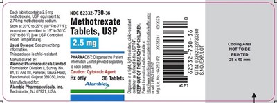 36 tablets - methotrexate tabs 2 5mg