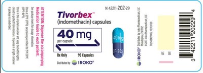 PRINCIPAL DISPLAY PANELNDC 42211-202-29Tivorbex(indomethacin) capsules40 mgper capsule90 CapsulesRx Only - tivorbex 05