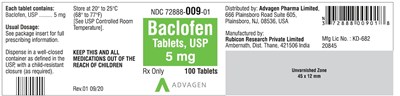 NDC 72888-009-01 - Baclofen Tablets, USP 5 mg - 100 Tablets - baclofen tab usp 5mg 100s