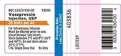 PACKAGE LABEL- PRINCIPAL DISPLAY PANEL- VASOPRESSIN INJECTION 20 Unit Vial Label - vas00 0011 04