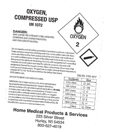 Label - oxygen