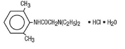 Lidocaine Hydrochloride Monohydrate Chemical Structure (Lidotopmaj 1)