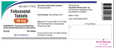febuxostat-fig1.jpg PACKAGE LABEL.PRINCIPAL DISPLAY PANEL - 40 mg (30 Tablets Bottle) - febuxostat fig1