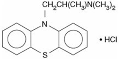 This is an image of the structural formula of Promethazine. - promet 2