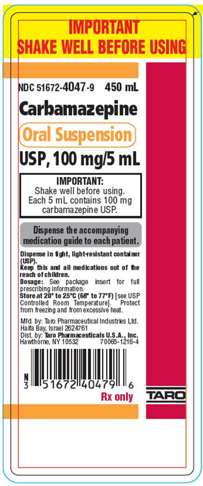 PRINCIPAL DISPLAY PANEL - 100 mg/5 mL Bottle Label - carbamazepine 07