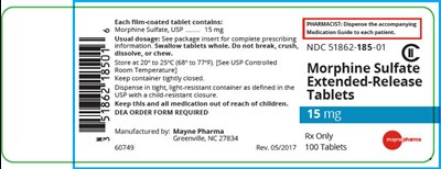 morphine-02.jpg PRINCIPAL DISPLAY PANEL - 15 mg Tablet Bottle Label - morphine 02