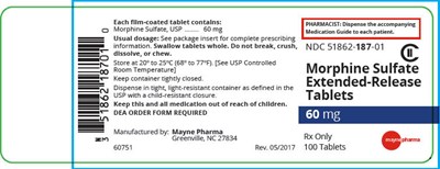 PRINCIPAL DISPLAY PANEL - 60 mg Tablet Bottle Label - morphine 04