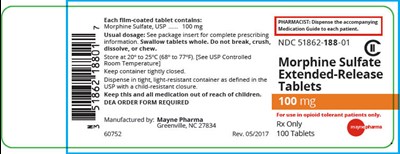 PRINCIPAL DISPLAY PANEL - 100 mg Tablet Bottle Label - morphine 05