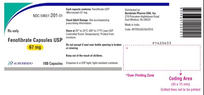 fenofibrate-fig1.jpg PACKAGE LABEL-PRINCIPAL DISPLAY PANEL - 67 mg (100 Capsules Bottle) - fenofibrate fig1