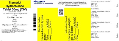 Tramadol Hydrochloride Tablet 50mg CIV - tramadol label 50mg 100s