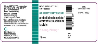 PRINCIPAL DISPLAY PANEL - 2.5 mg/20 mg Tablet Bottle Label - amlodipine 10