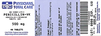 Penicillin-VK 500 mg Label - 1173