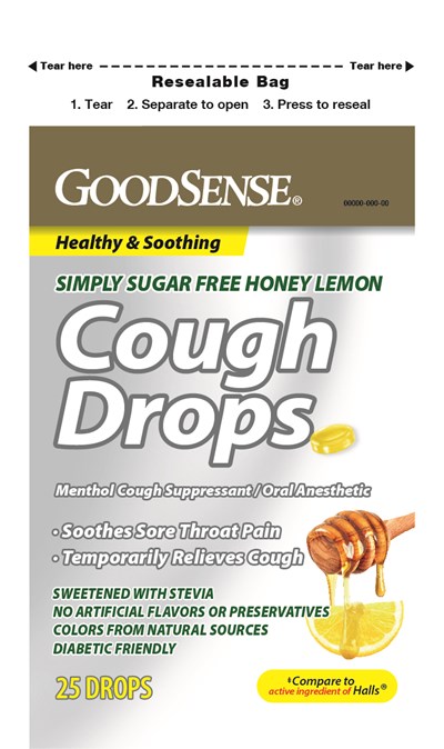 Front Panel - 20230919 09491 COUGH DROPS HONEY LEMON SF 25CT GOODSENSE    FRONTAL