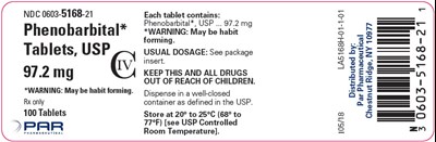 This is an image of the label for Phenobarbital Tablets, USP 97.2 mg 100 count. - phenotabs 5