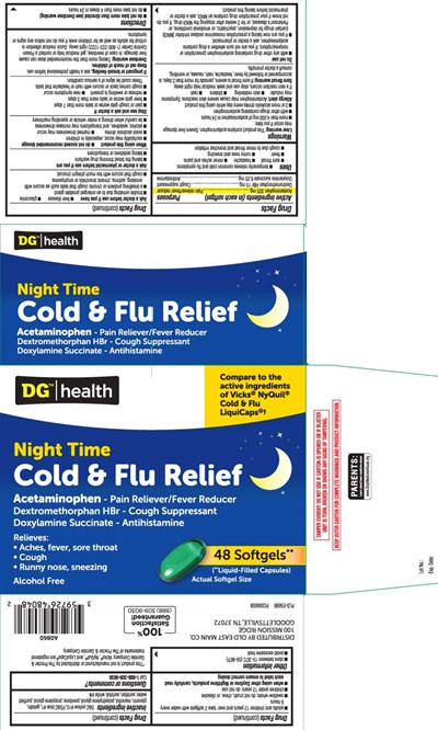 Acetaminophen 325 mg, Dextromethorphan HBr15 mg, Doxylamine Succinate 6.25 mg - nighttime no pse pe softgels pat 1