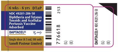PRINCIPAL DISPLAY PANEL - 0.5 mL Vial Label - daptacel 01