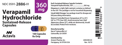 PRINCIPAL DISPLAY PANEL - 360 mg Capsule Bottle Label - verapamil 05
