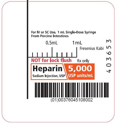 hep0a-0004-08.jpg PACKAGE LABEL - PRINCIPAL DISPLAY - Heparin 1 mL Single Use Syringe Label - hep0a 0004 08