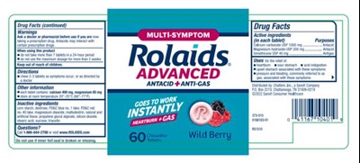 Multi-symptom Rolaids®advancedantacid + Anti-gas60 Chewable Tabletswild Berry (Rolaids Advanced Antacid Anti Gas Wild Berry 02)