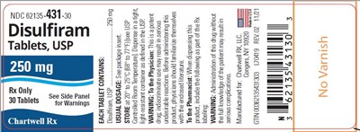 disulfiram-tablets-usp-250mg-30s.jpg Disulfiram Tablets, USP 250 mg - NDC 62135-431-30 - 30 Tablets Label - disulfiram tablets usp 250mg 30s